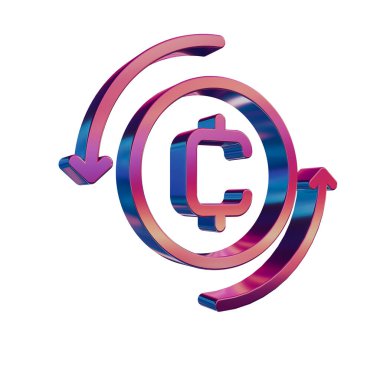 3D Neon Retro Simgesi - Şifreli Para Devresi Sembolü