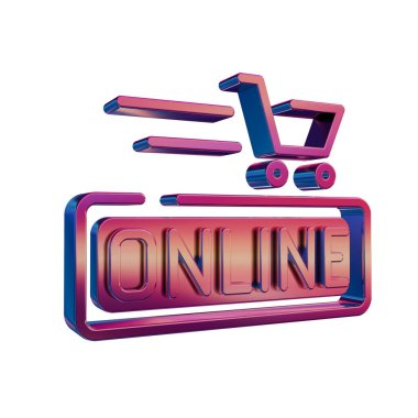 3D Neon Retro Simgesi - Çevrimiçi Alışveriş Sembolü Çevrimiçi Alışveriş