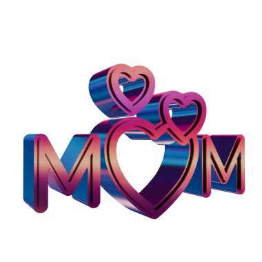 3D Neon Retro Simgesi - Kalpli kelime MOM