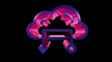 3D Neon Retro Simgesi - Veritabanı Düşük Bulut