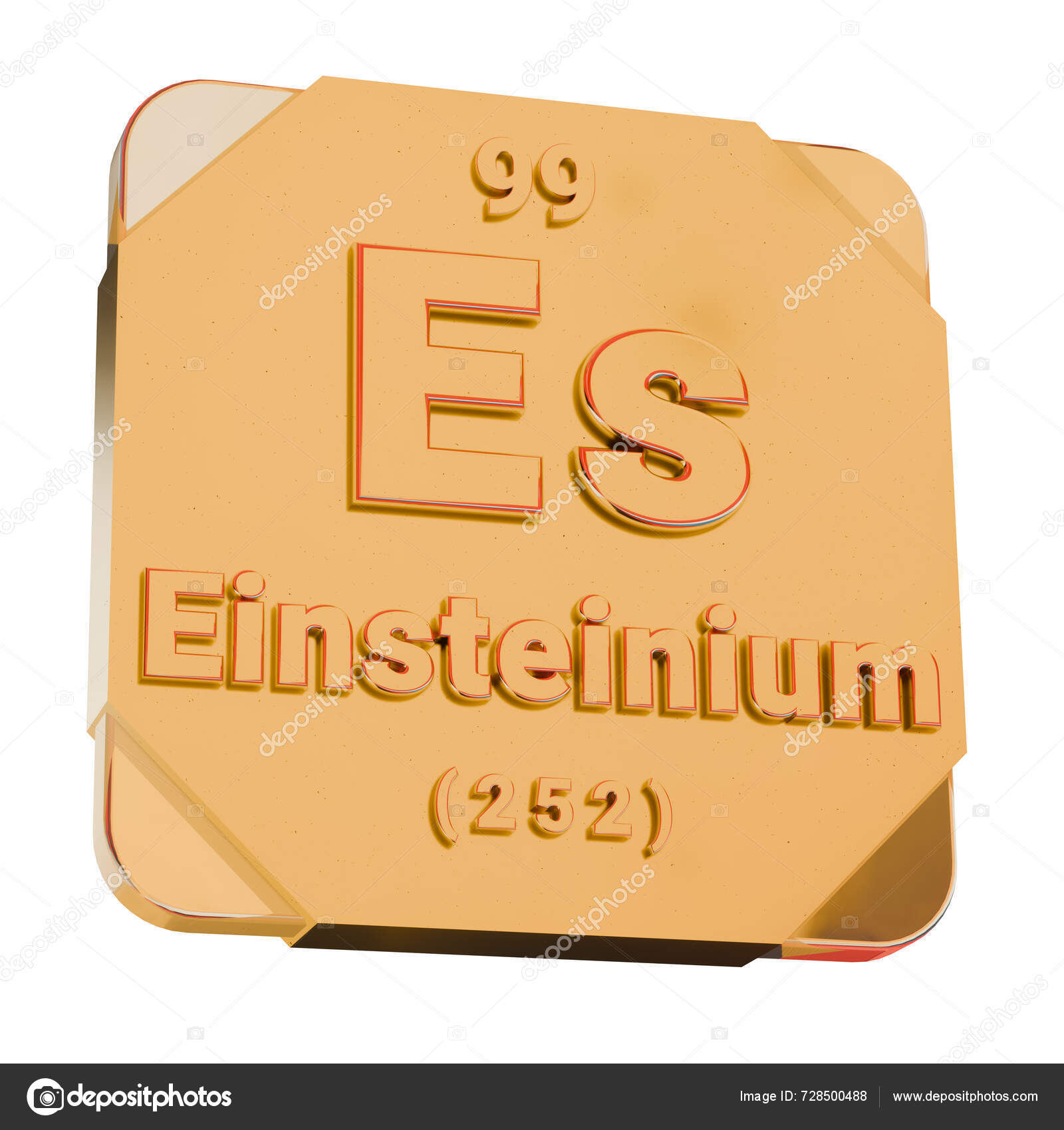 Icono Oro Elemento Einsteinium Tabla Periódica — Foto de stock © Bushko