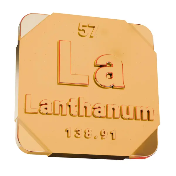 stock image 3D Golden Icon - Lanthanum (La) Element from Periodic Table