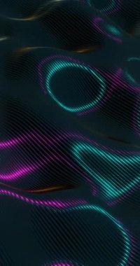 Neon Işıklı Parlayan Dalgaların Soyut 3B Renderi - Fütürist Geometrik Tasarım
