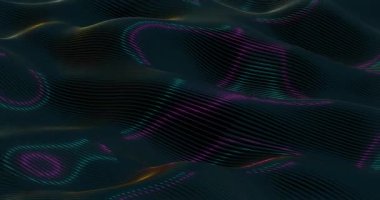 Neon Işıklı Parlayan Dalgaların Soyut 3B Renderi - Fütürist Geometrik Tasarım