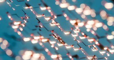 Mavi Küplü Soyut Geometrik 3B Desen