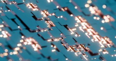 Mavi Küplü Soyut Geometrik 3B Desen