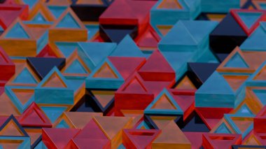 Renkli Birbirine Bağlı Üçgen ile Soyut Geometrik Desen