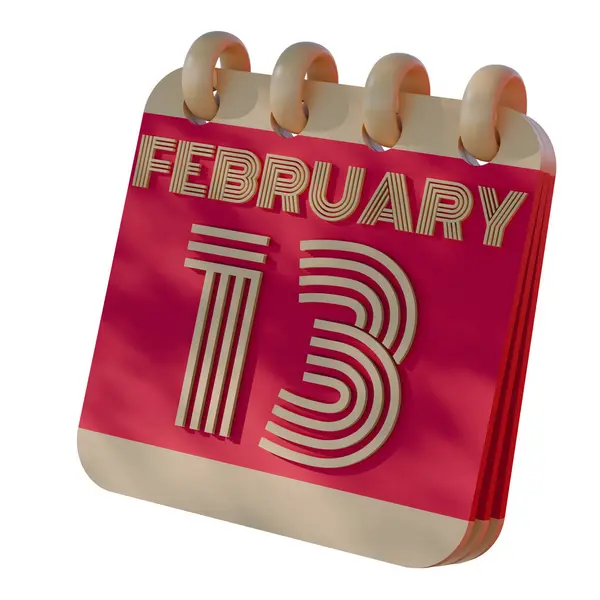 stock image 3D Calendar Icon Showing February 13 with Retro Design