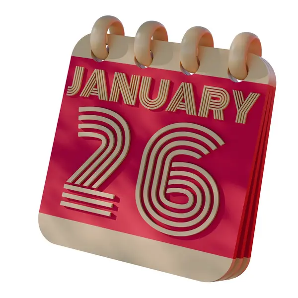 Stock image 3D Calendar Icon Showing January 26 with Retro Design