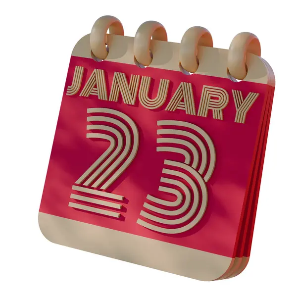 stock image 3D Calendar Icon Showing January 23 with Retro Design