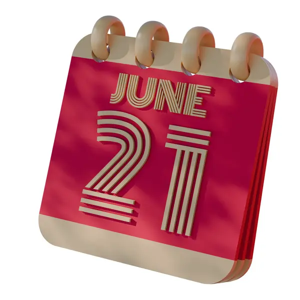 stock image 3D Calendar Icon Showing June 21 with Retro Design