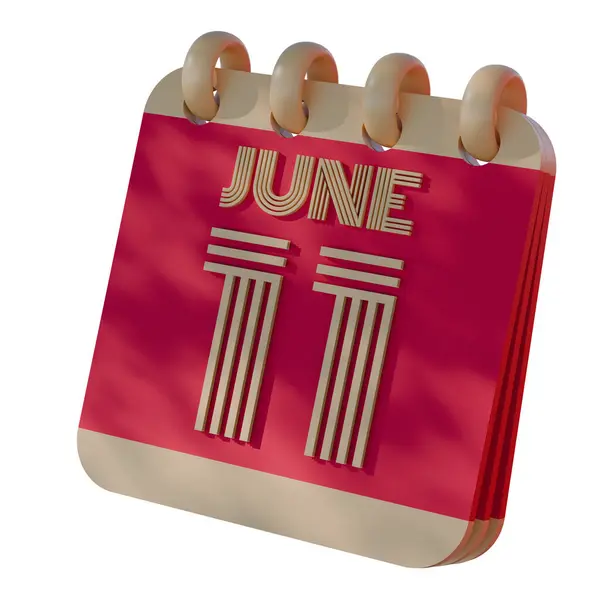 stock image 3D Calendar Icon Showing June 11 with Retro Design