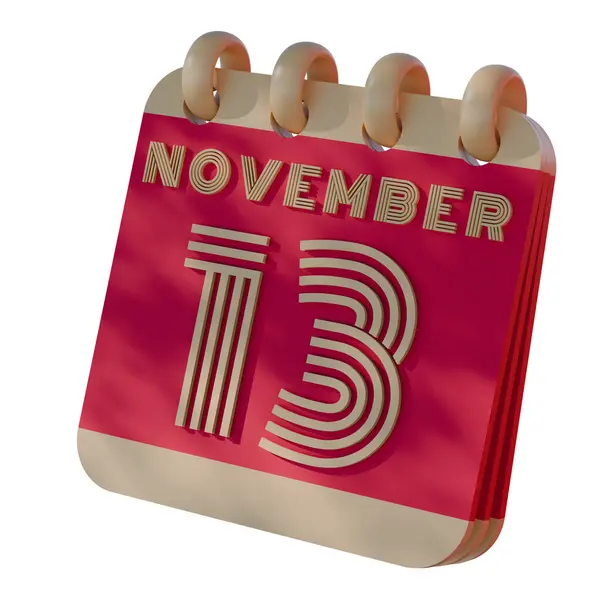 stock image 3D Calendar Icon Showing November 13 with Retro Design