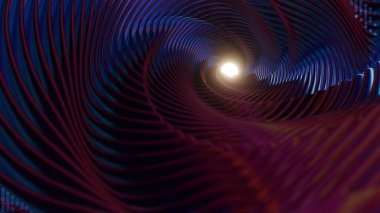 Neon Işıkları ve Dinamik Eğrisiyle Soyut Sarmal Tünel