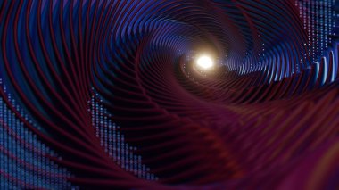 Neon Işıkları ve Dinamik Eğrisiyle Soyut Sarmal Tünel