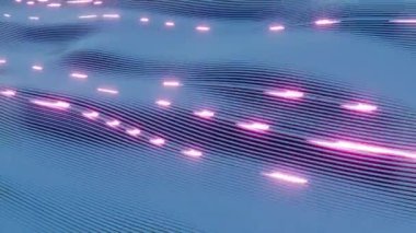 Pembe Neon Işıklı Soyut Dalgalı Çizgi Deseni