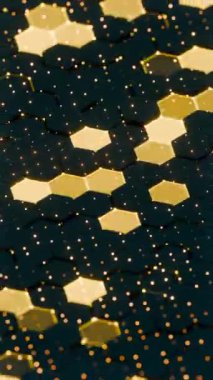 Soyut Aydınlatılmış Altın Aksanlı ve Parlak Işıklı Altıgen Desen