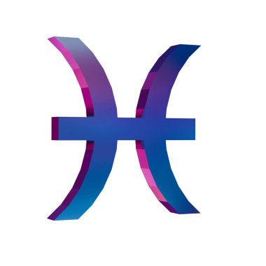 3D Neon Retro Simgesi - Zodyak işareti Balık sembolü