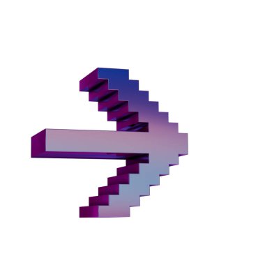 3D Neon Retro Simgesi - Piksel simgesi sağ simgesi