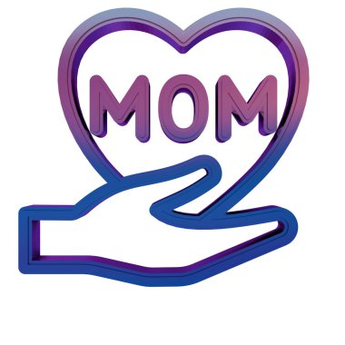 3D Neon Retro Simgesi - Kelime ile kalp