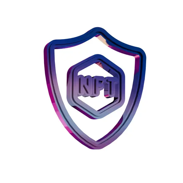 stock image NFT Security Shield Icon in Neon Gradient Style