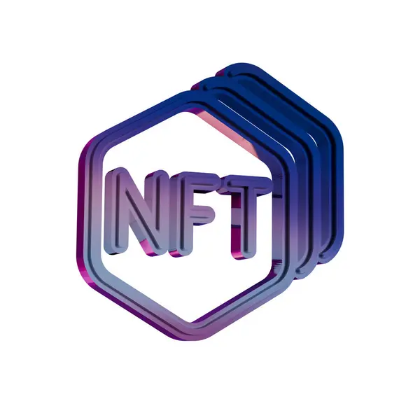 stock image NFT Security Shield Icon in Neon Gradient Style