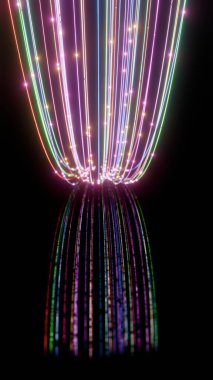 Futuristic Neon Light Trails Converging in Dark Spac clipart