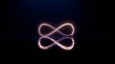 Neon Işıltısı ve Karanlık Surfac Yansıması ile Sonsuzluk Sembolü
