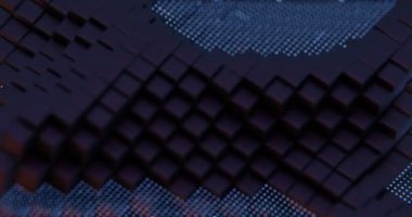 Kırmızı ve Sarı Işık Aksanlı Soyut Karanlık Geometrik Bloklar