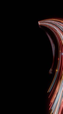 Kara Arkaplanda Dinamik Eğimli Neon Işık İzleri