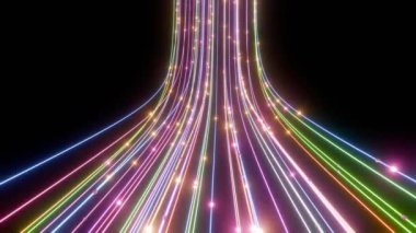 Karanlık Uzayda Birleşen Geleceğin Neon Işık İzleri