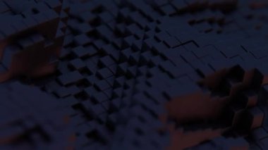 Kırmızı ve Sarı Işık Aksanlı Soyut Karanlık Geometrik Bloklar