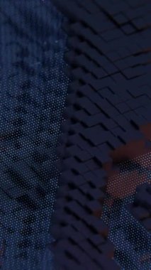 Kırmızı ve Sarı Işık Aksanlı Soyut Karanlık Geometrik Bloklar