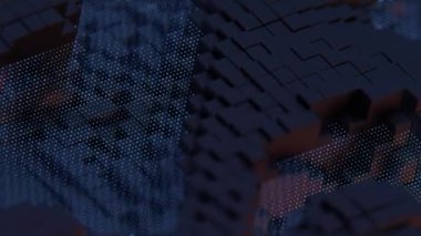 Kırmızı ve Sarı Işık Aksanlı Soyut Karanlık Geometrik Bloklar