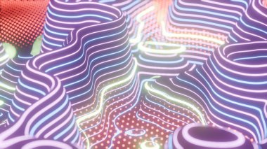 Parlayan Neon Işıklı Renkli Topografik Çizgiler
