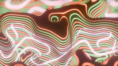 Colorful Abstract Topographic Lines with Glowing Neon Light clipart