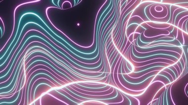 Colorful Abstract Topographic Lines with Glowing Neon Light clipart