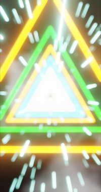 Futuristic Neon Triangular Tunnel with Speeding Light Streak clipart