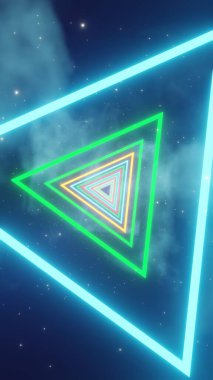 Futuristic Neon Triangular Tunnel with Speeding Light Streak clipart