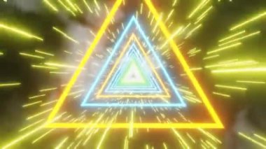 Uzayda Yıldızlı Arkaplan ile Parlayan Neon Üçgenleri