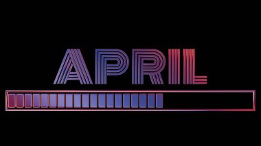 Siyah Arkaplan Üzerine Yükleme Çubuğu ile Neon Nisan Metni