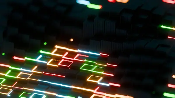 stock image Colorful Digital Grid with Neon Light Accents