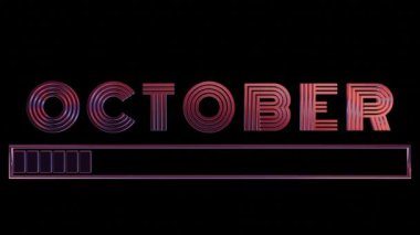 Siyah Arkaplanda Yükleme Çubuğu olan Neon Ekim Metni