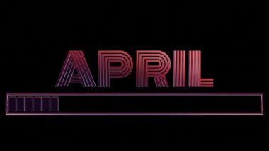 Siyah Arkaplanda Yükleme Çubuğu olan Neon Nisan Metni