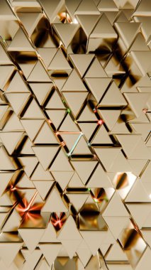 Neon Aksanlı Geometrik Altın Piramitler