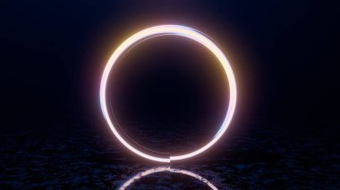 Koyu Yüzeyde Yansıması Olan Parlayan Neon Yüzük