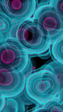 Vibrant Cyan ve Magenta ile soyut Neon Dairesel Desenler