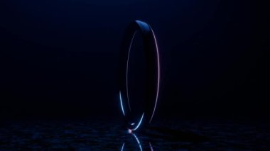 Koyu Yüzeyde Yansıması Olan Parlayan Neon Yüzük