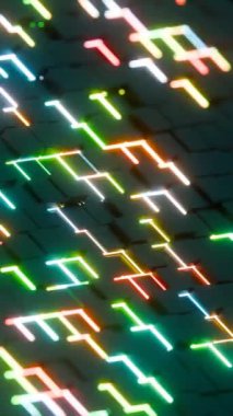 Neon Işık Aksanlarıyla Soyut Geometrik Izgara