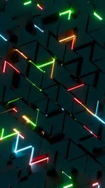 Parlak Neon Işıklı Soyut Dijital Devre